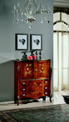 Muebles de madera estilo barroco, elegante armario, cómoda, armarios de diseñadores italianos.