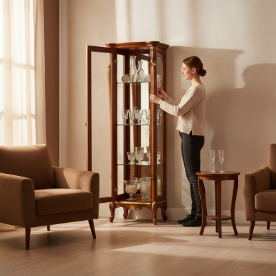 Schick Design Vitrina de vidrio de madera Estilo clásico Barroco Vitrinas Muebles italianos Nuevos