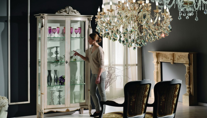 Diseño Muebles Madera Clásico Barroco Lujo Vitrina Armario Estante Muebles Italianos Nuevo