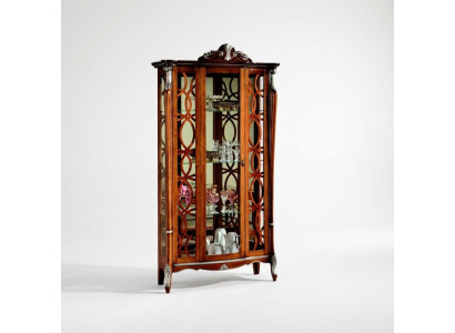 Muebles italianos de lujo diseño de madera barroco clásico estante de vitrina de cristal.