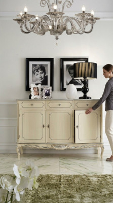Diseño de muebles Estilo Clásico Cómoda Blanca Cómoda de madera italiana