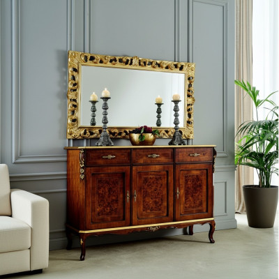 Diseño de muebles estilo barroco, cómoda y espejo de madera de estilo italiano, diseñador.
