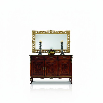 Diseño de muebles estilo barroco, cómoda y espejo de madera de estilo italiano, diseñador.