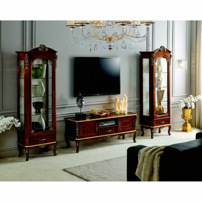 Armario de pared de sala de estar, vitrina, aparador de televisión, muebles de madera auténtica, armarios de Italia.