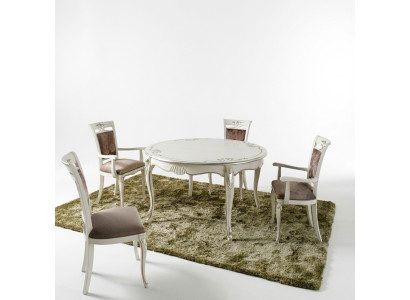 Muebles italianos Mesa de comedor 4 sillas Madera Conjunto de comedor Diseño clásico