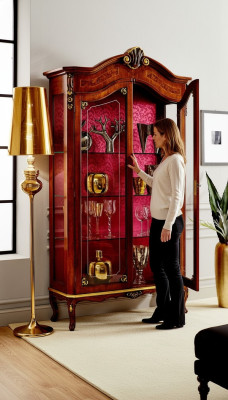 Vitrina mueble de madera armarios de vidrio. Muebles- de aparador rejilla de ariete italiana.