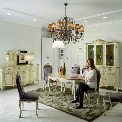 Mesa de comedor 5 sillas Vitrina Cómoda Juego completo de comedor 8 piezas Muebles Nuevos