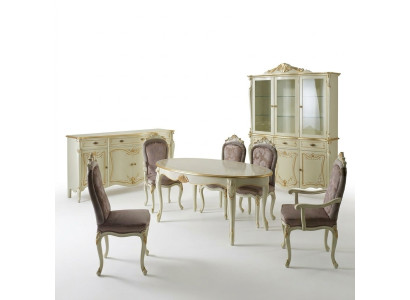 Mesa de comedor 5 sillas Vitrina Cómoda Juego completo de comedor 8 piezas Muebles Nuevos