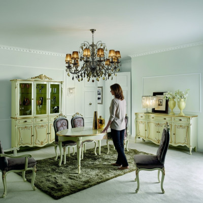 Diseño de muebles italianos de lujo Mesa de comedor de madera de comedor Muebles clásicos de estilo claro