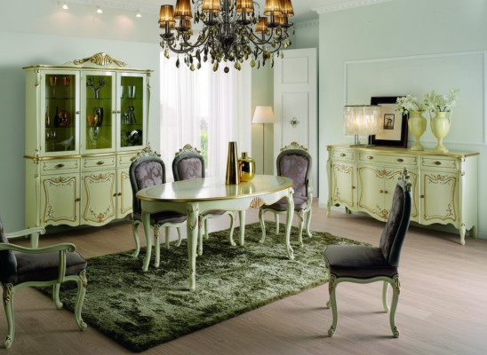 Diseño de muebles italianos de lujo Mesa de comedor de madera de comedor Muebles clásicos de estilo claro