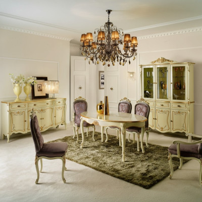 Mesa de comedor 5 sillas Juego de comedor completo de 6 piezas Madera Muebles italianos nuevos