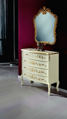 Muebles de madera estilo barroco, cómodas, armarios, diseño de lujo italiano.
