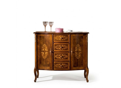 Muebles de estilo italiano, lujosas consolas de TV marrones estilo cómoda barroca antigua nueva.