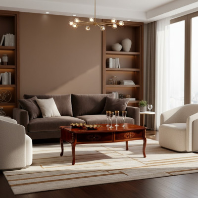 Madera Muebles italianos Estilo barroco Marrón Mesa de centro Mesa de sala Nueva