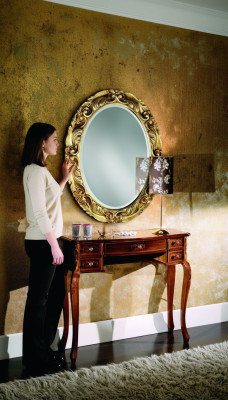 Muebles italianos, conjunto de 2 piezas, secreter con espejo de madera maciza estilo barroco.