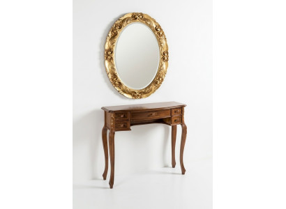 Muebles italianos, conjunto de 2 piezas, secreter con espejo de madera maciza estilo barroco.