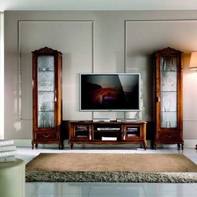 Conjunto de pared 3 piezas RTV 2x vitrina Diseño Muebles italianos Sala de estar Estilo barroco