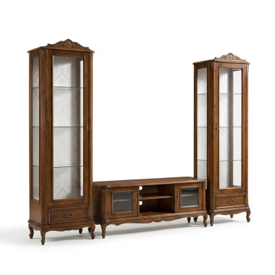 Conjunto de pared 3 piezas RTV 2x vitrina Diseño Muebles italianos Sala de estar Estilo barroco