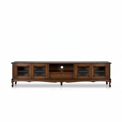 Aparador de lujo para TV, gabinete de TV en el estilo barroco italiano de diseño de muebles de madera para sala de estar.
