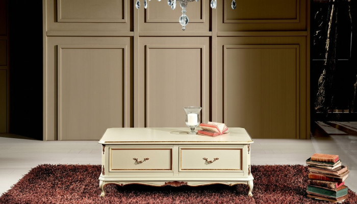 Madera Muebles italianos Estilo barroco Lujo Blanco Mesa de centro Sala de estar Mesa Nueva