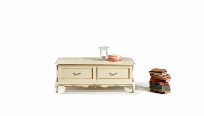 Madera Muebles italianos Estilo barroco Lujo Blanco Mesa de centro Sala de estar Mesa Nueva
