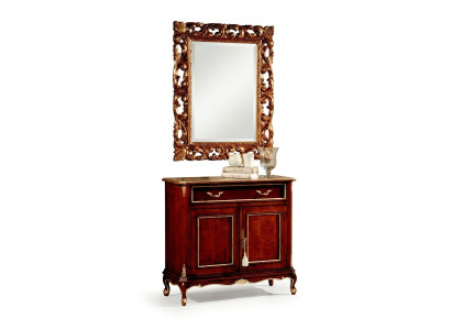 Muebles italianos de madera de 2 piezas. Estilo de muebles barrocos de lujo con cómoda y espejo.