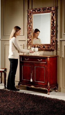 Diseño xxl de espejo grande Espejo de pared Marco de madera real Espejo colgante Muebles de lujo