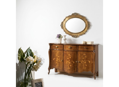 Diseño de muebles estilo barroco, cómoda y armario marrones de lujo de diseño de madera.