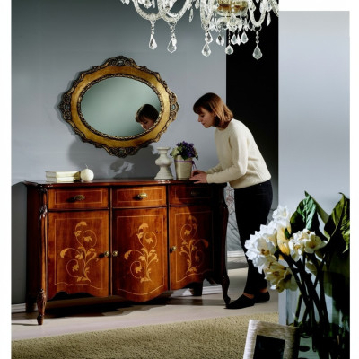 Muebles estilo barroco de 2 piezas de lujo de madera italiana, cómoda.