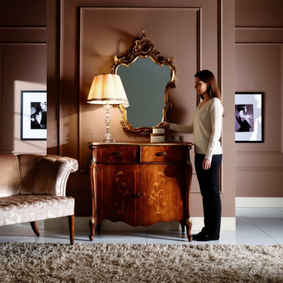 Muebles de lujo de diseño italiano, cómoda armario estilo de muebles de madera marrón