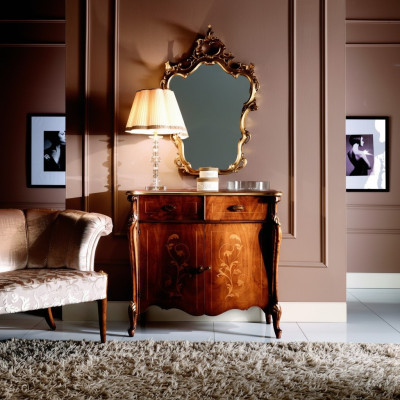 Muebles de lujo de diseño italiano, cómoda armario estilo de muebles de madera marrón