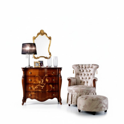Mueble de diseño italiano, cómoda armario marrón, muebles de lujo de madera barroca.