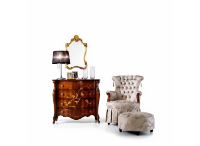Mueble de diseño italiano, cómoda armario marrón, muebles de lujo de madera barroca.