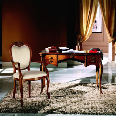 Muebles de madera de lujo de oficina de 2 piezas, escritorio y silla de lujo italiana.