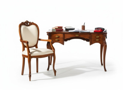 Muebles de madera de lujo de oficina de 2 piezas, escritorio y silla de lujo italiana.