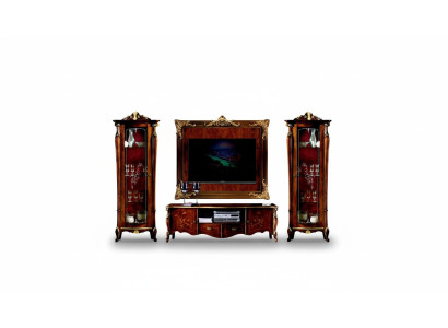 Juego de muebles de 4 piezas de mobiliario italiano con 2 vitrinas, aparador, mueble para TV y armario