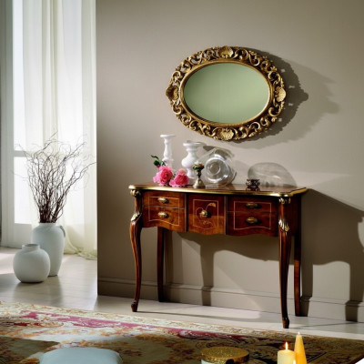 Madera Muebles Italianos Estilo Barroco Lujo Consola Espejo Vitrina Conjunto de 2 piezas Nuevo