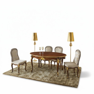 Juego de comedor de 5 piezas Mesa de comedor 4 sillas Grupo de muebles de comedor de lujo italiano.