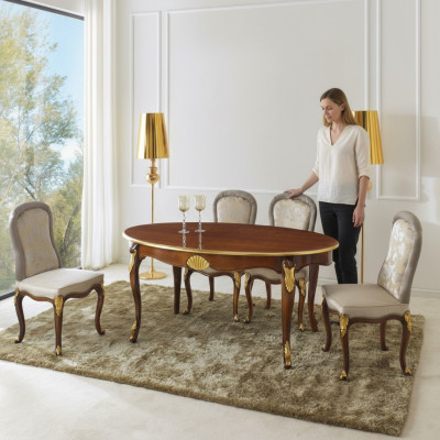 Mesa ovalada muebles italianos mesa de comedor de lujo comedor madera estilo clásico.