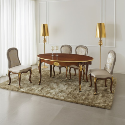 Mesa ovalada muebles italianos mesa de comedor de lujo comedor madera estilo clásico.