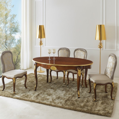 Mesa ovalada muebles italianos mesa de comedor de lujo comedor madera estilo clásico.