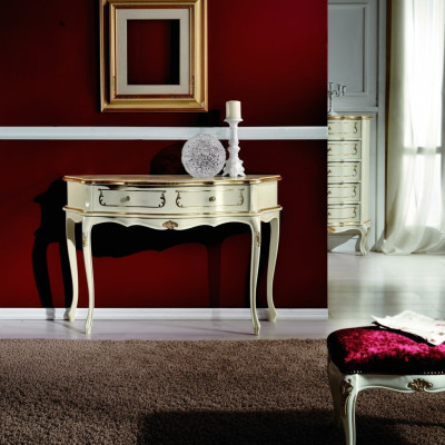 Muebles de diseño Estilo Barroco Lujo Mesa Consola Blanca Madera Mesa Italiana Mesas