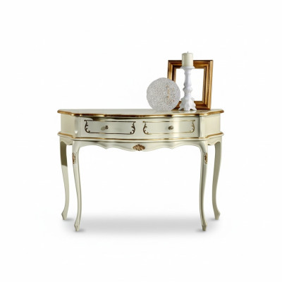 Muebles de diseño Estilo Barroco Lujo Mesa Consola Blanca Madera Mesa Italiana Mesas