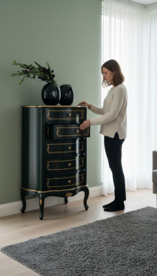 Muebles italianos de estilo barroco negro - gabinete de diseñador cómoda muebles