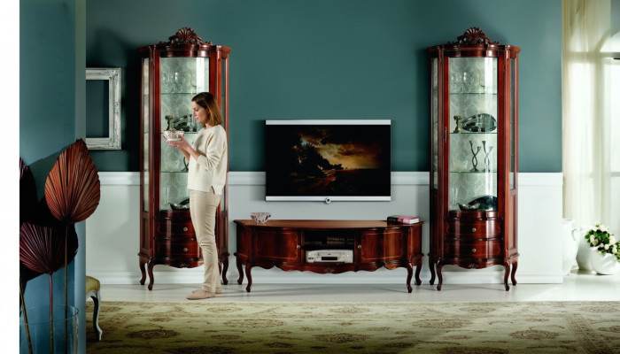 Diseño de muebles de salón de lujo italiano estilo vitrina armario barroco rococó set.