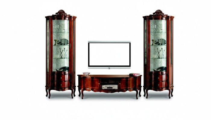 Diseño de muebles de salón de lujo italiano estilo vitrina armario barroco rococó set.