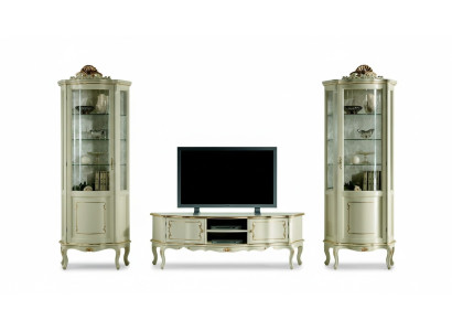 Set de diseño de 3 piezas con 2 vitrinas, muebles de lujo italianos estilo barroco.