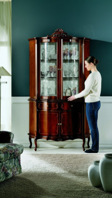 Mueble de diseño de lujo de madera italiana, estilo barroco, armario vitrina marrón para sala de estar, nuevo.