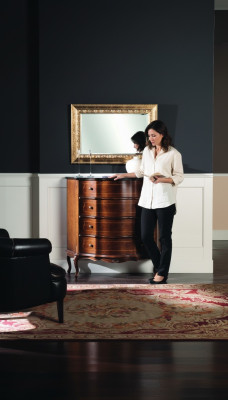 Cómoda de madera estilo barroco con espejo, juego de 2 piezas de lujo, italiana.
