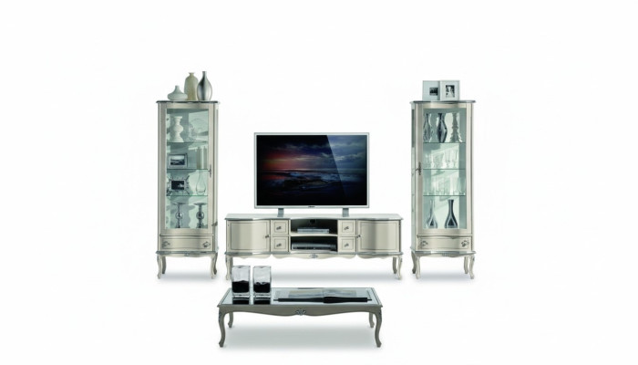 Conjunto elegante de 3 piezas con 2 vitrinas TV, muebles italianos, armario de pared.